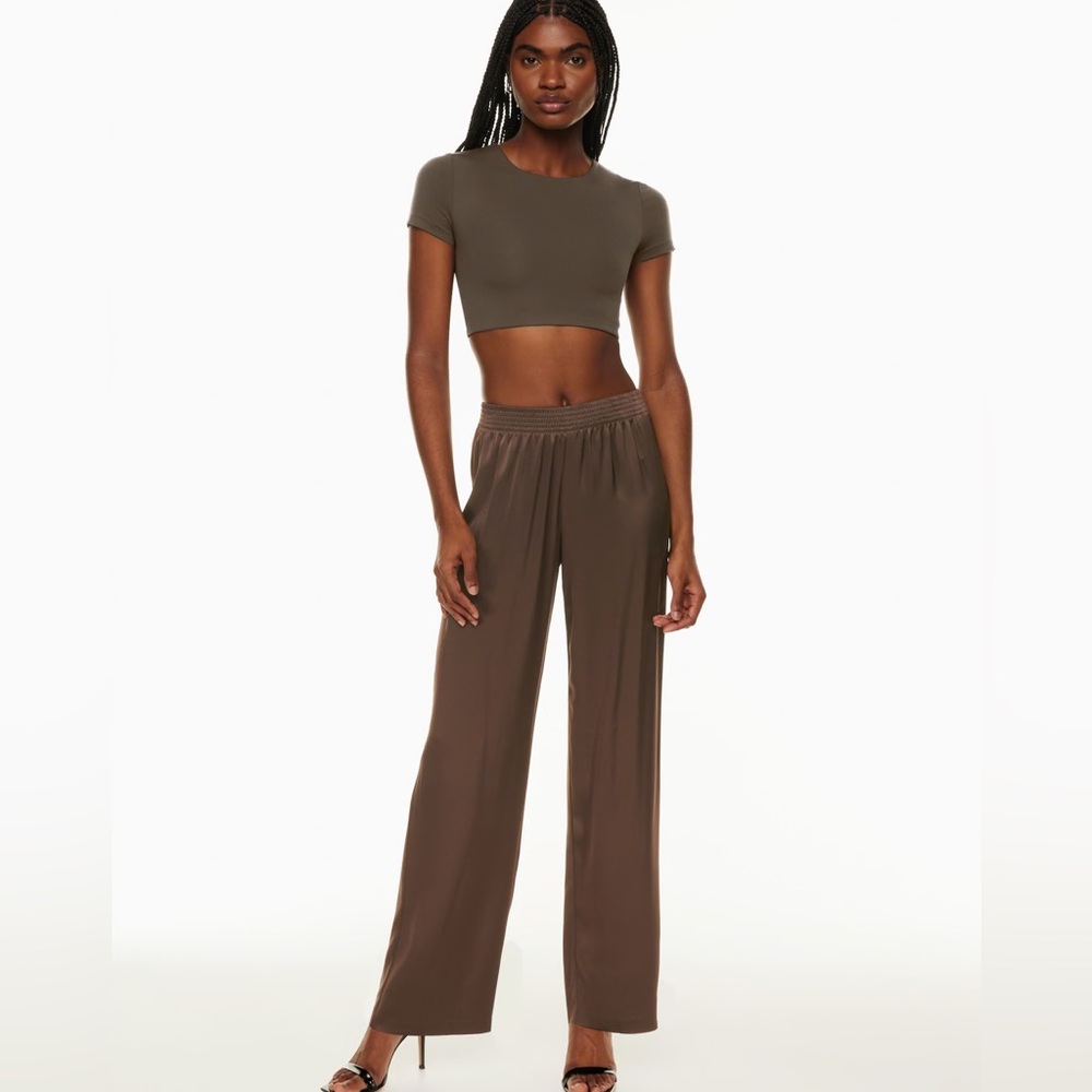 Aritzia Babaton Tribute Satin Pant size M - coffee bean color